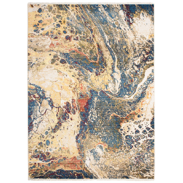 Borough Wharf Chapeno Flatweave Blue/Yellow Rug Wayfair.co.uk